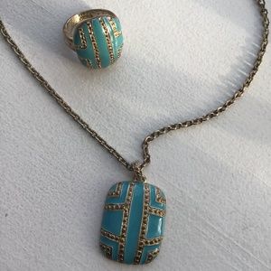 Vintage Set of silver ring and necklace